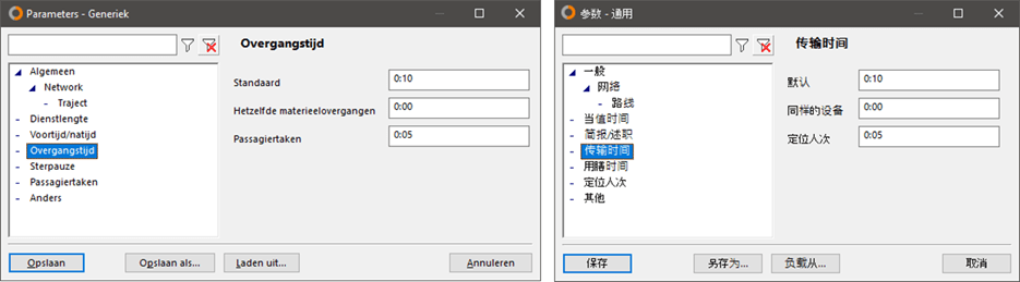 Example of Dutch and Chinese interfaces